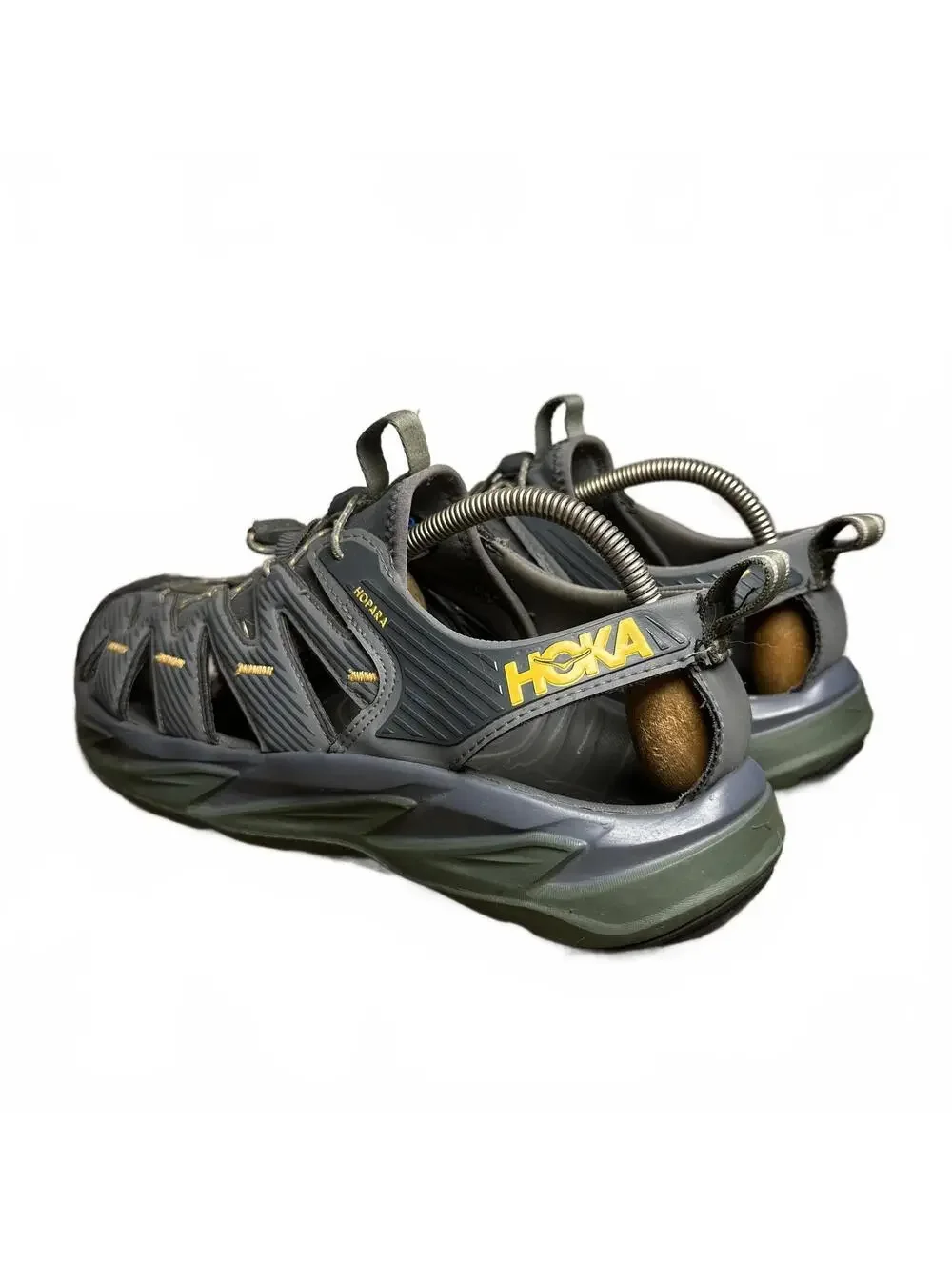 HOKA Hopara Hiking Water Sandals Castlerock Thyme Gray Trail Shoes 1106534